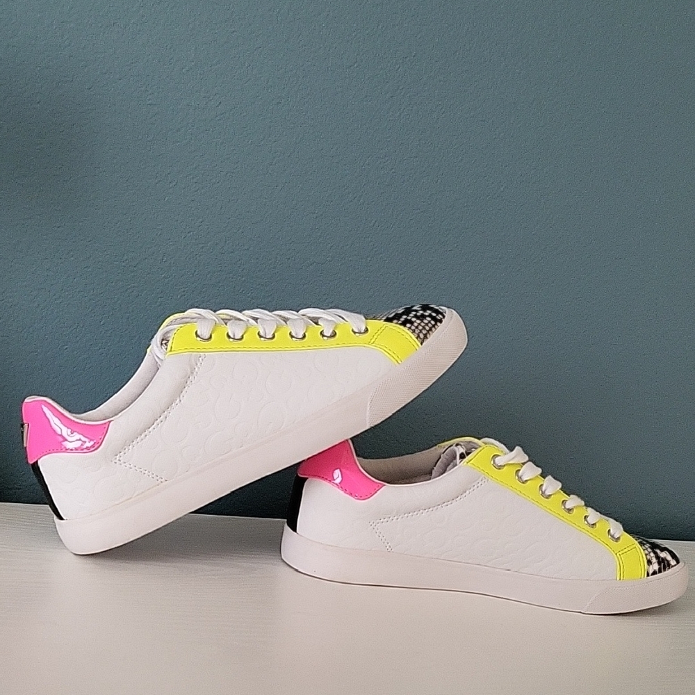 Guess White, Yellow, and Pink Women's Sneakers